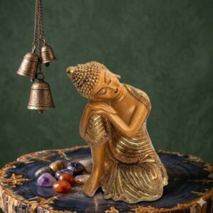 1891 ( Serene Resting Buddha Meditation Figurine with Hanging Bells )