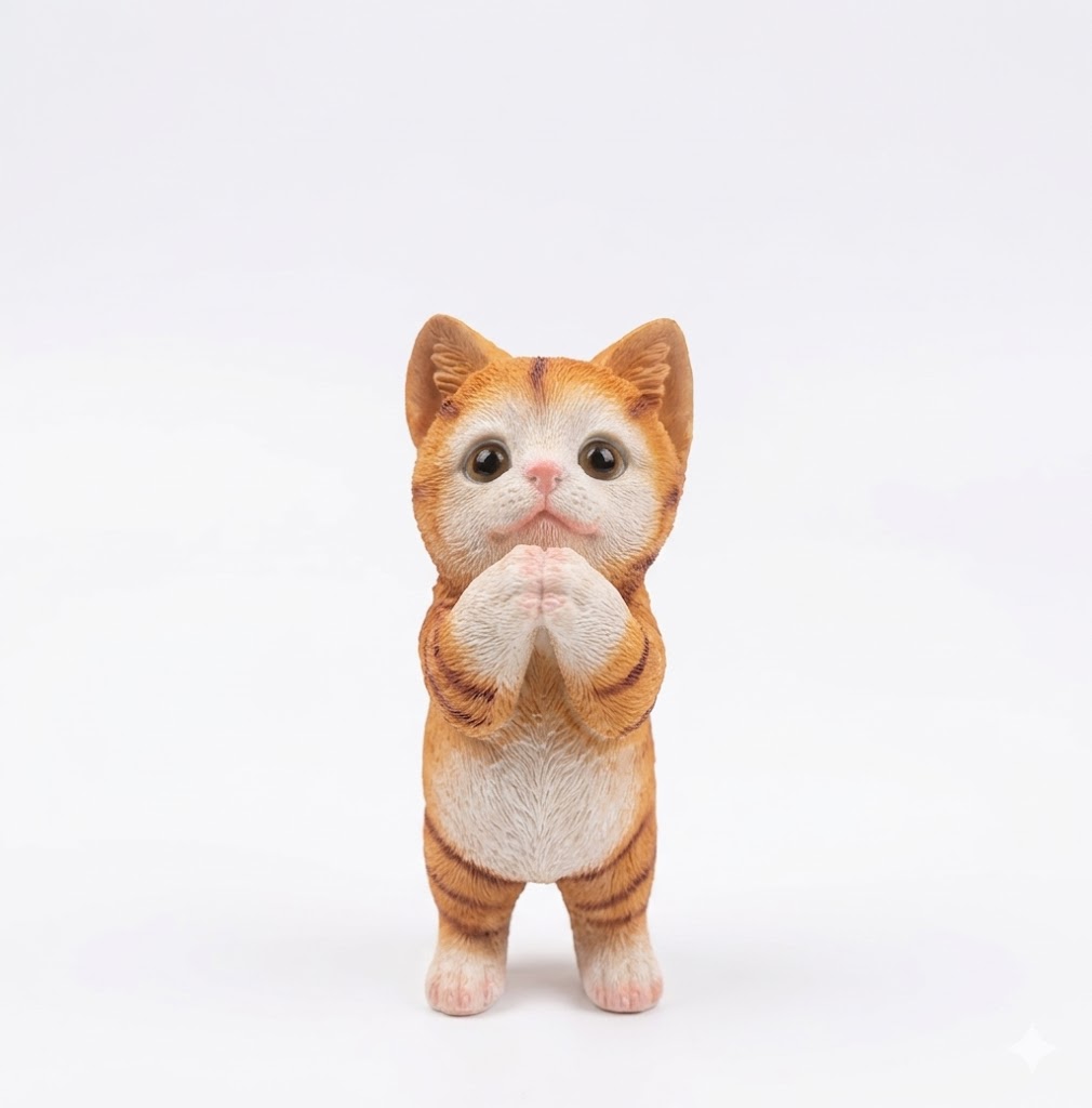 1NO CAT-A ( Golden Namaste Kitty Figurine ) Height-9 INCH | Width-3 INCH - Image 2