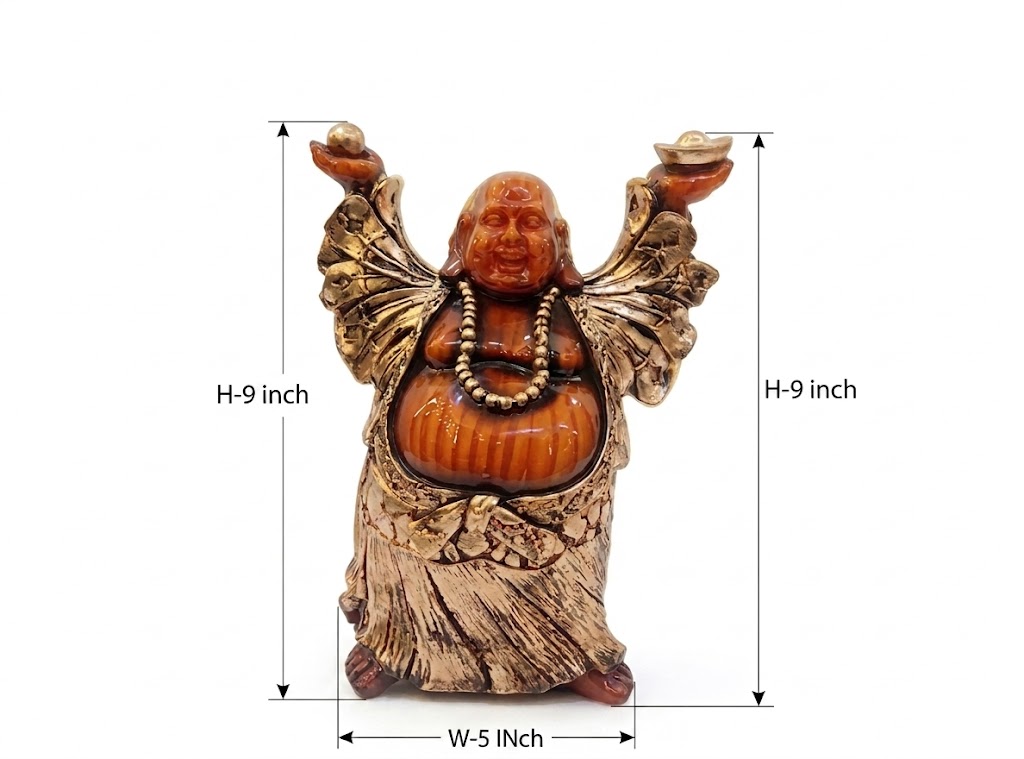 1NO CHOTA WOOD ( Laughing Buddha Prosperity Idol with Golden Ingot & Pearl ) - Image 2