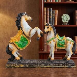 2 Texture Horse ( Royal Twin Horse Showpiece – Power & Prosperity Figurine )