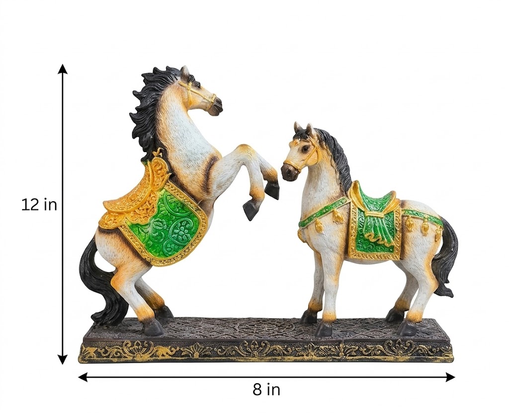 2 Texture Horse ( Royal Twin Horse Showpiece – Power & Prosperity Figurine ) - Image 2