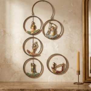 2040 ( Elegant Yoga Postures Metal Wall Art Set (5-Piece Circular Frame Decor) )