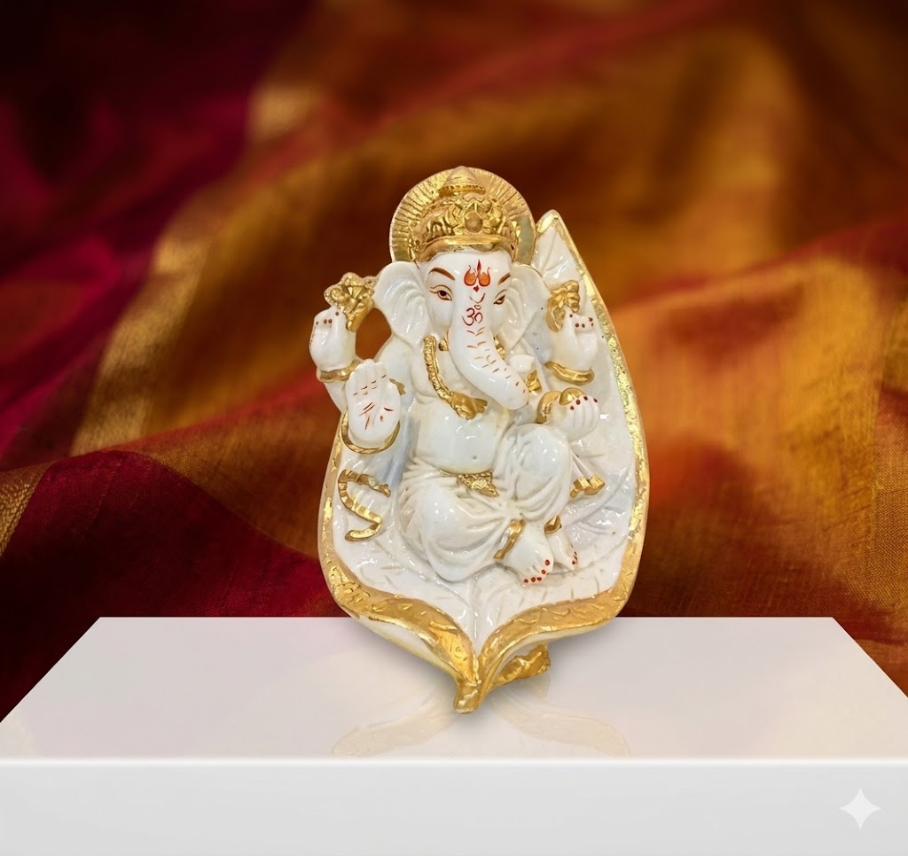 ( Divine Lord Ganesha Marble Finish Idol )