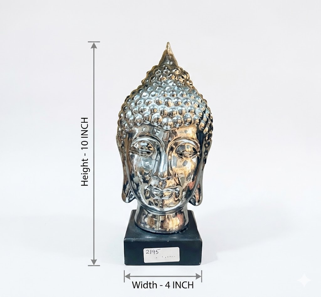 2745 ( Silver Buddha Head Decorative Statue ) - Image 2