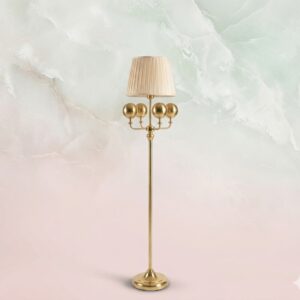 2774 ( Modern Gold Orb Floor Lamp with Pleated Shade )