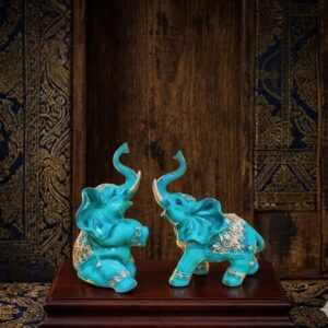 2No-Hathi ( Royal Turquoise Elephant Duo ) Height-10 INCH | Width-5 INCH