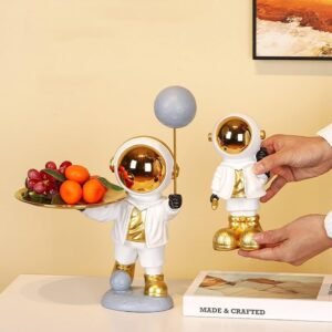 3664 ( Golden Astronaut Balloon Key Holder Figurine )