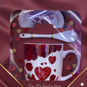 3360 ( Romantic Rose Love Mug Gift Set with Spoon & Plate ) PcsCtn.60