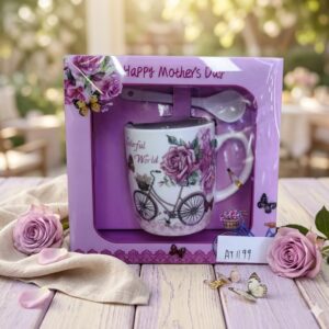 3381 ( Elegant Floral White Mug Gift Set with Spoon & Plate ) PcsCtn.60 (Copy)