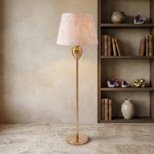 3497 ( Classic Gold Floor Lamp with Textured Fabric Shade )