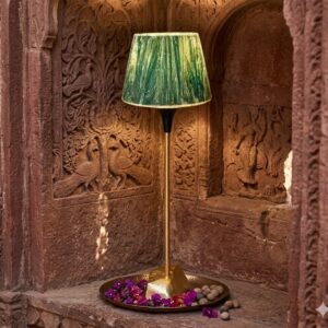 3498 ( Heritage Green Shade Floor Lamp with Antique Gold Base )