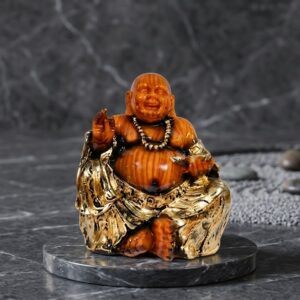 3 NO ( Wood Finish Laughing Buddha Blessing Idol )