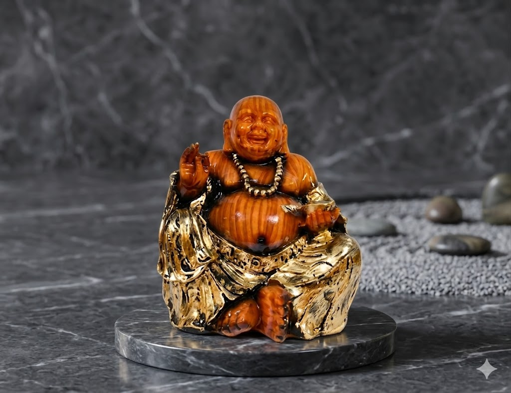3 NO ( Wood Finish Laughing Buddha Blessing Idol )