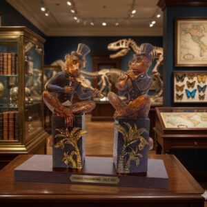 4028 ( Vintage Chimpanzee Musical Duo: Handcrafted Violinist & Flutist Decor )