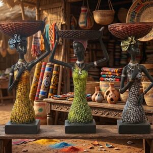 516 Nigro doll ( Elegant Tribal Lady Basket Holder Figurine Set )
