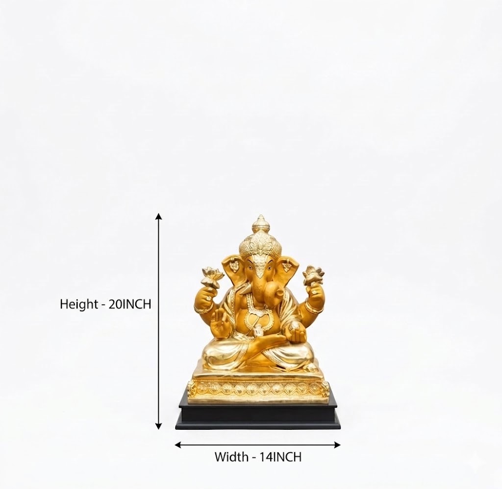 754 ( Divine Gold Finish Lord Ganesha Idol – Premium Decorative & Spiritual Statue ) - Image 2