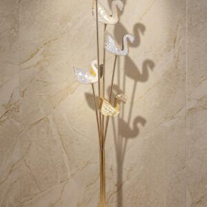 912 ( Luxury Golden Swan Floor Lamp Showpiece )