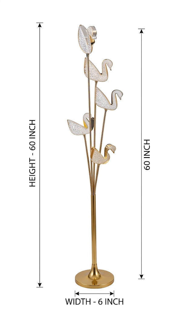 912 ( Luxury Golden Swan Floor Lamp Showpiece ) - Image 2