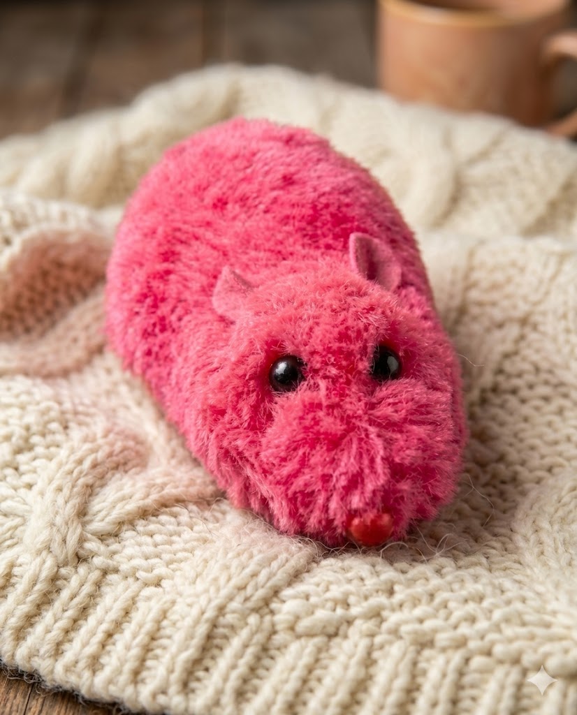 1126 (Fluffy Pink Mouse Soft Toy)
