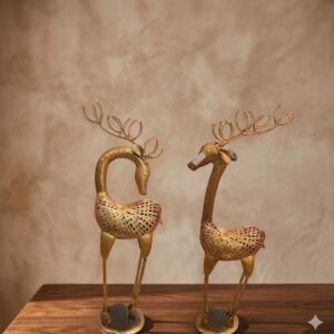 1087 ( Elegant Golden Deer Decorative Showpiece Set )