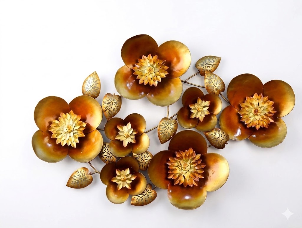 115 ( Golden Bloom Floral Metal Wall Art Décor )