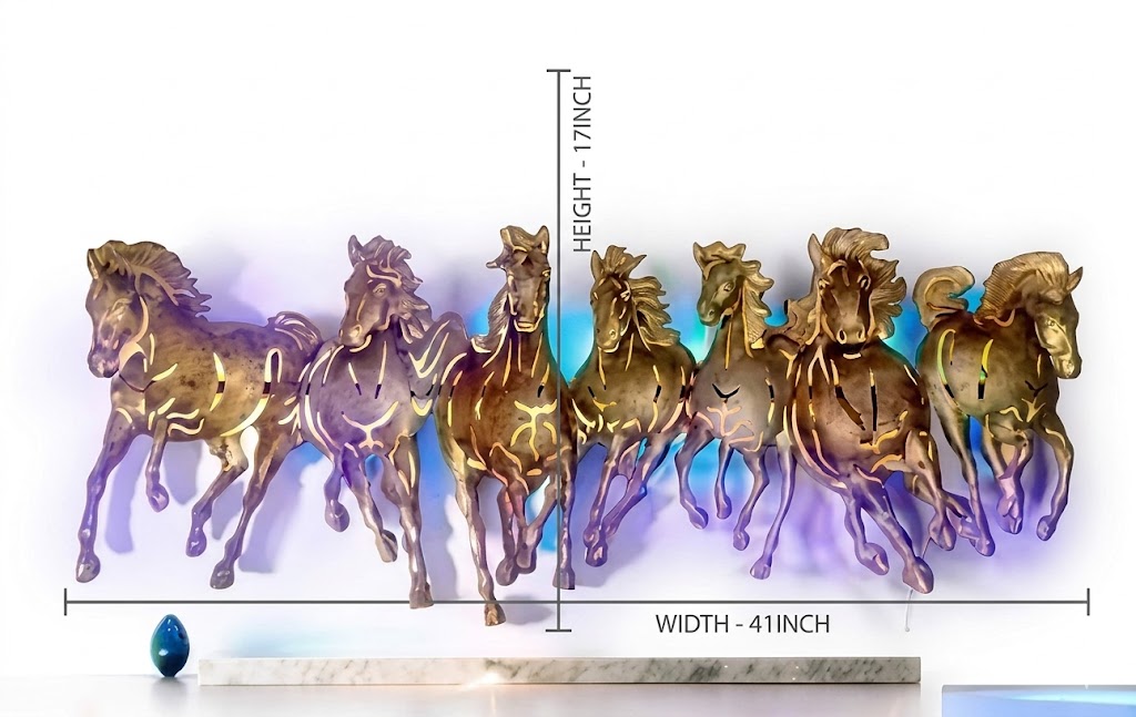 121 ( Golden Galloping Horses LED Wall Art ) - Image 2