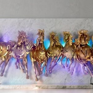 121 ( Golden Galloping Horses LED Wall Art )