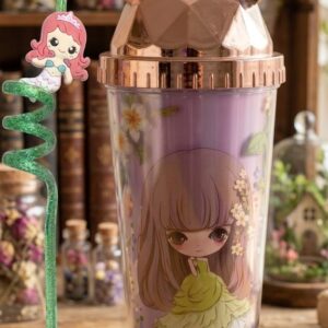 1291 (Princess Dream Glitter Tumbler with Mermaid Spiral Straw)