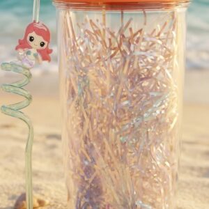 1292 ( Iridescent Confetti Dome Tumbler with Mermaid Swirl Straw )