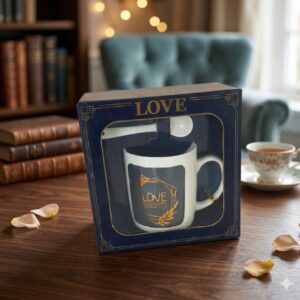 1374 ( "LOVE FOR YOU" Navy and Gold Mug Gift Set )