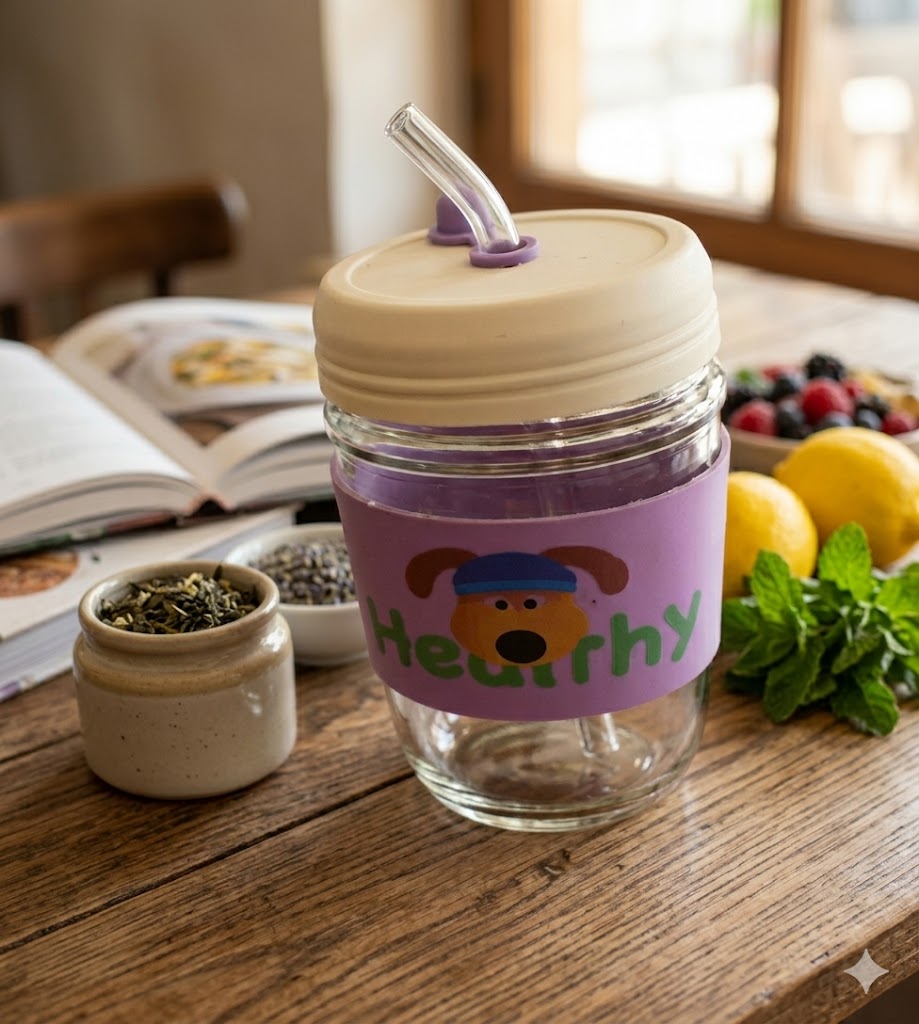 1430 (Healthy Kids Glass Sipper Bottle with Straw)