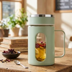 1436 (Premium Glass Tea Infuser Mug with Handle)