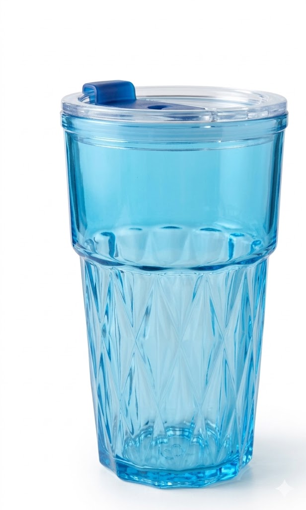 1482 (Crystal Blue Diamond Texture Travel Tumbler) - Image 2