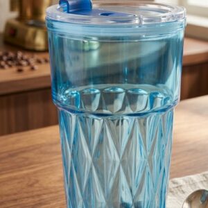 1482 (Crystal Blue Diamond Texture Travel Tumbler)