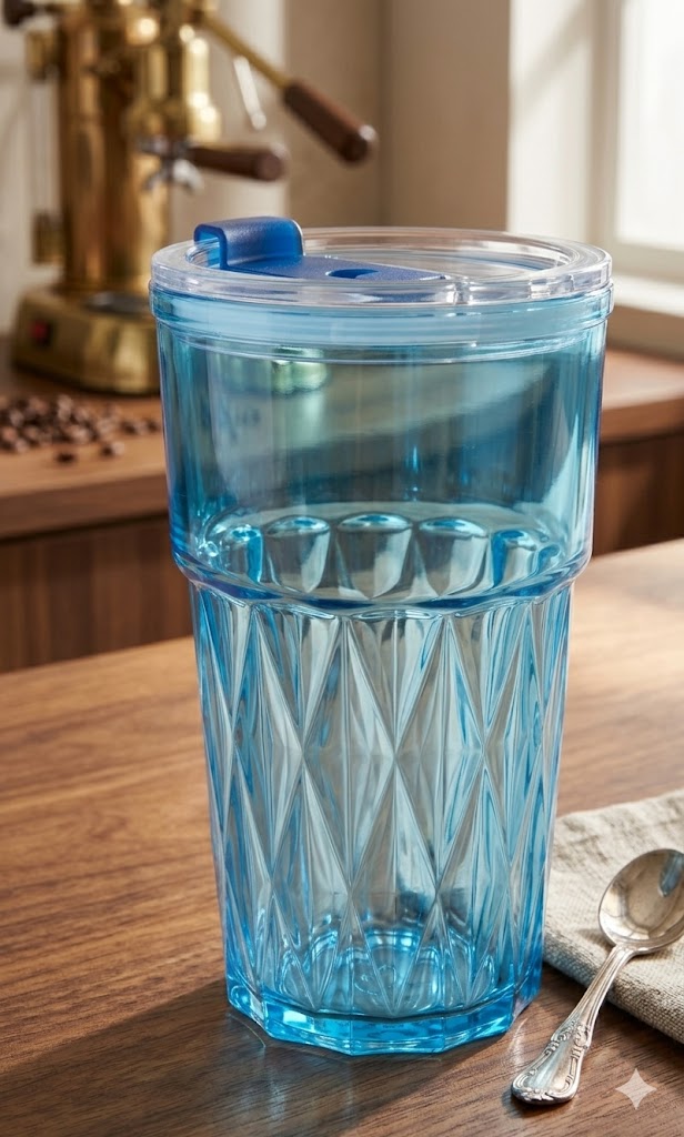 1482 (Crystal Blue Diamond Texture Travel Tumbler)