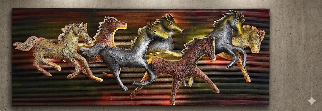 151 ( Majestic Running Horses Metal Wall Art )
