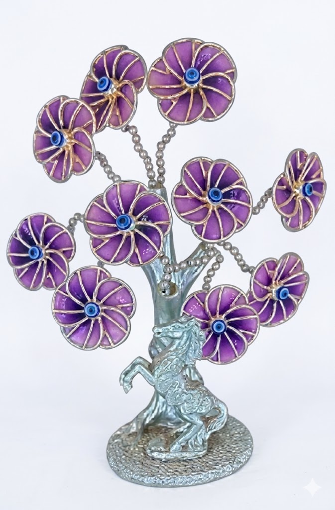 1888 ( Royal Purple Floral Tree with Horse Decorative Showpiece ) - Image 2