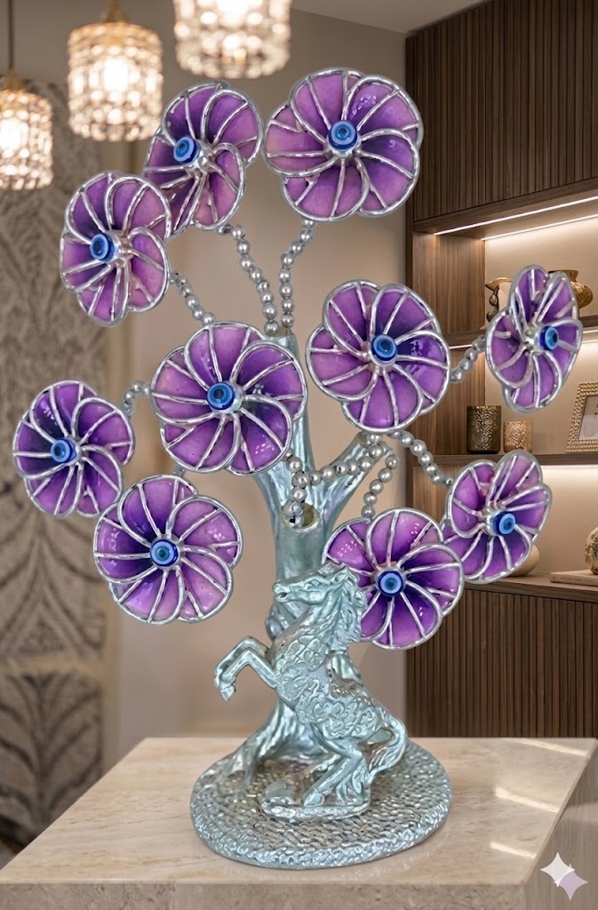 1888 ( Royal Purple Floral Tree with Horse Decorative Showpiece )