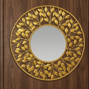 200NO ( Golden Leaf Designer Mirror Wall Art )