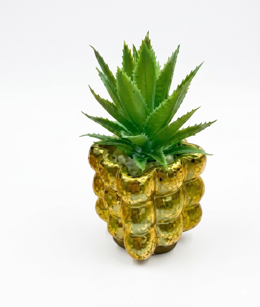 2014 (Artificial Aloe Succulent Plant in Luxury Gold Designer Pot) - Image 2