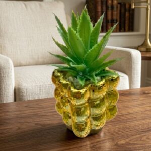2014 (Artificial Aloe Succulent Plant in Luxury Gold Designer Pot)