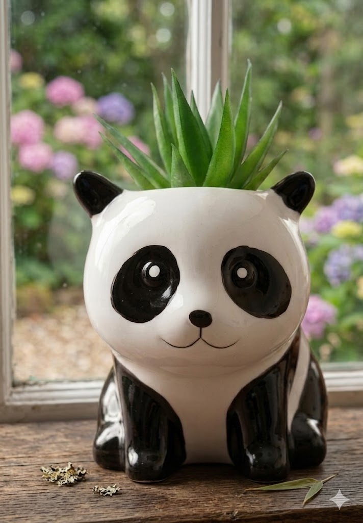 2020 (Cute Panda Planter with Artificial Succulent Plant)