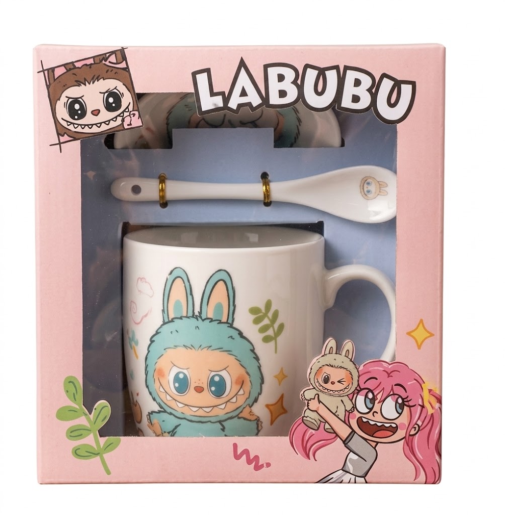 2080 ( Labubu Bunny Ceramic Mug Gift Set with Designer Spoon ) - Image 2