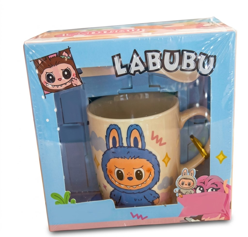 2082 ( Labubu Cartoon Ceramic Coffee Mug Gift Set ) - Image 2