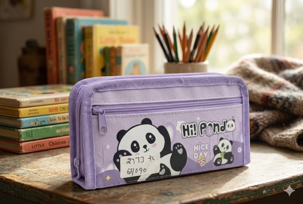 2773 (Cute Panda Multi-Compartment Pencil Pouch)