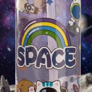 2859 (Galaxy Adventure Space-Themed Kids Water Bottle with Straw)
