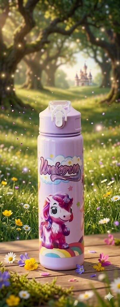 2864 ( Pastel Unicorn Fantasy Stainless Steel Kids Water Bottle )