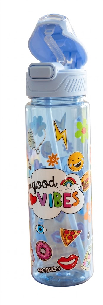 2867 ( Good Vibes Emoji Kids Water Bottle ) - Image 2