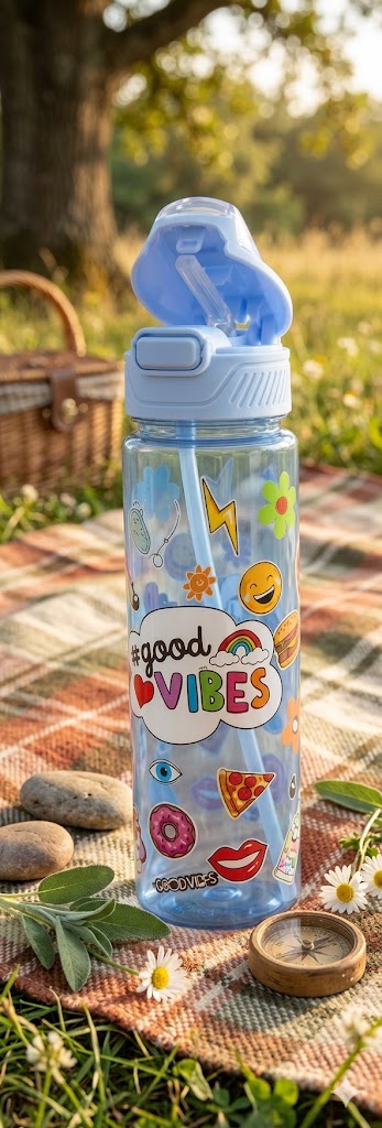 2867 ( Good Vibes Emoji Kids Water Bottle )