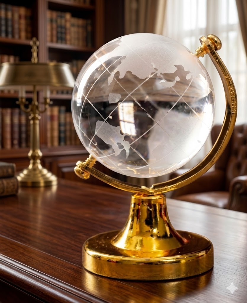 2962 ( Elegant Crystal World Globe Desk Décor )